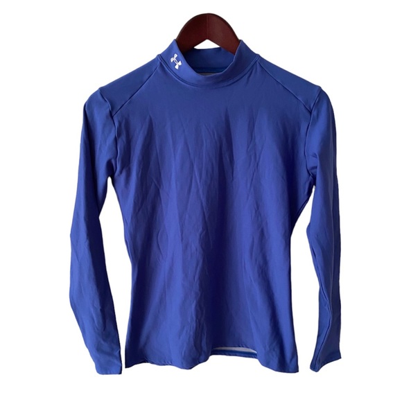Under Armour Blue Mock Neck Cold Gear Compression Base Layer Top XL Athletic - Picture 1 of 5